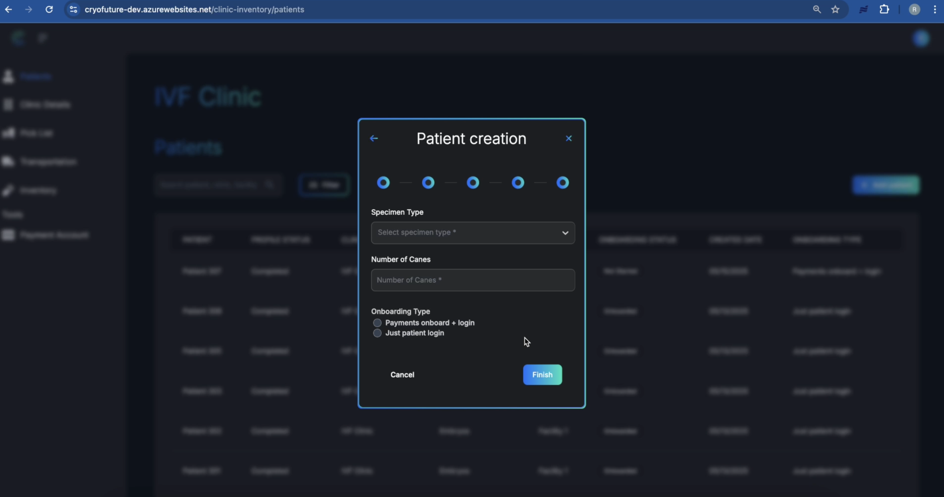 Specimen Information Form